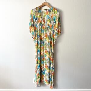 Tommy Bahama World Map Cartography Semi-sheer Kaftan Swim Cover Up Women's Large